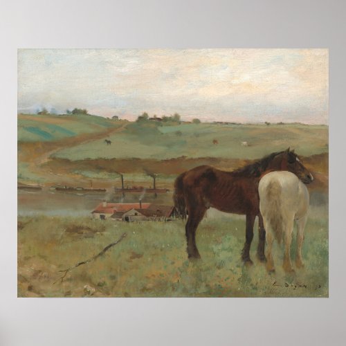 Horses in a Meadow _ Edgar Degas Fine Art Poster