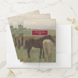 Horses in a Meadow - Edgar Degas Pocket Folder