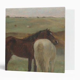 Horses in a Meadow, Oil Painting, Edgar Degas 3 Ring Binder