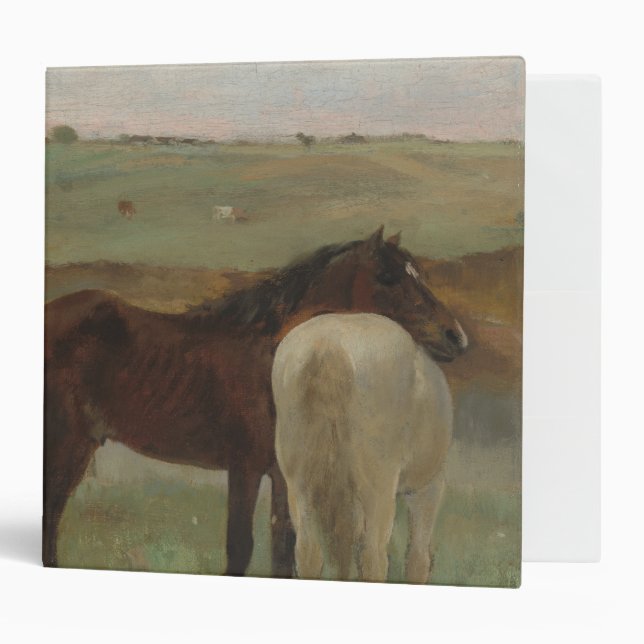 Horses in a Meadow, Oil Painting, Edgar Degas 3 Ring Binder (Front/Inside)