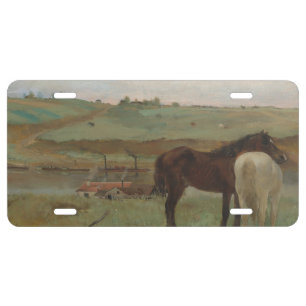 Horses in a Meadow, Oil Painting, Edgar Degas License Plate