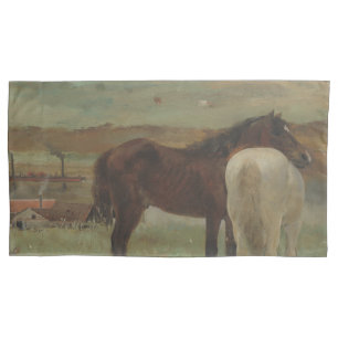 Horses in a Meadow, Oil Painting, Edgar Degas Pillow Case