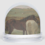Horses in a Meadow, Oil Painting, Edgar Degas Snow Globe