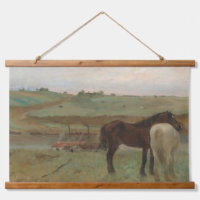"Horses in a Meadow" painting by Edgar Degas Hanging Tapestry (Front)