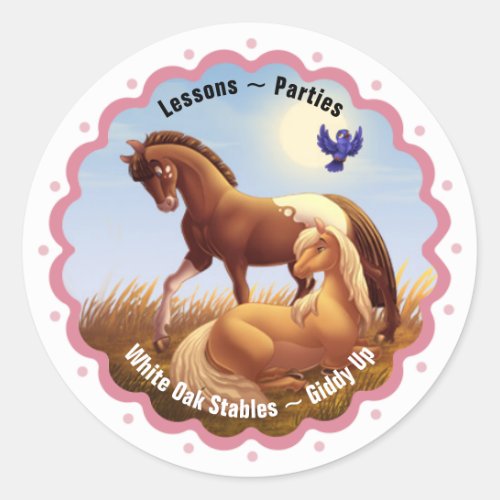 Horses in a Pasture Classic Round Sticker