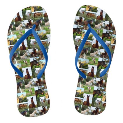 Horses In A Photo Collage, Flip Flops