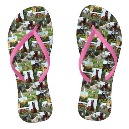 Horses In A Photo Collage, Flip Flops