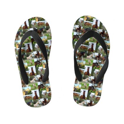 Horses In A Photo Collage, Kid&#39;s Flip Flops