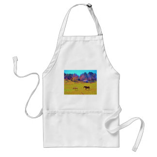 Horses in a Rainbow Colored Field Adult Apron