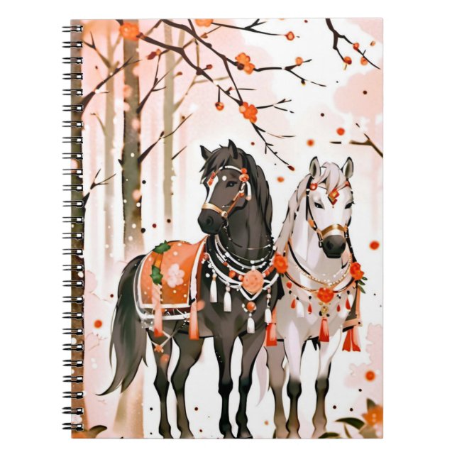 Horses in a Red Forest Notebook (Front)
