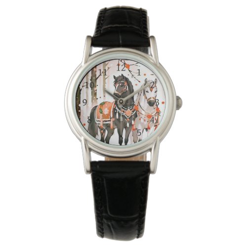 Horses in a Red Forest Watch