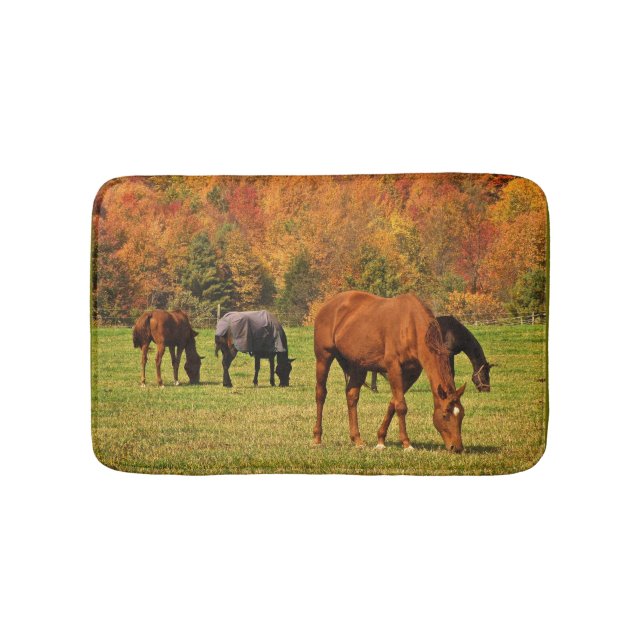 Horses in Autumn Animal Bath Mats (Front)