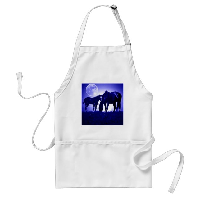 Horses in Blue Night Adult Apron (Front)