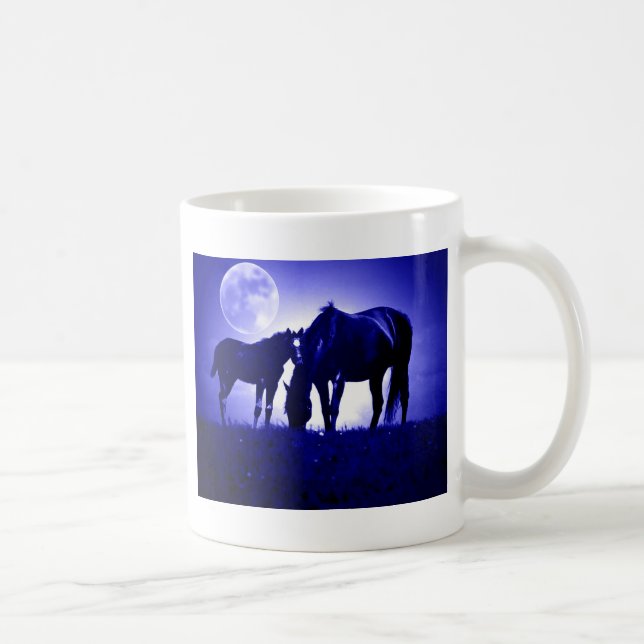 Horses in Blue Night Coffee Mug (Right)