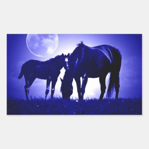 Horses in Blue Night Rectangle Sticker