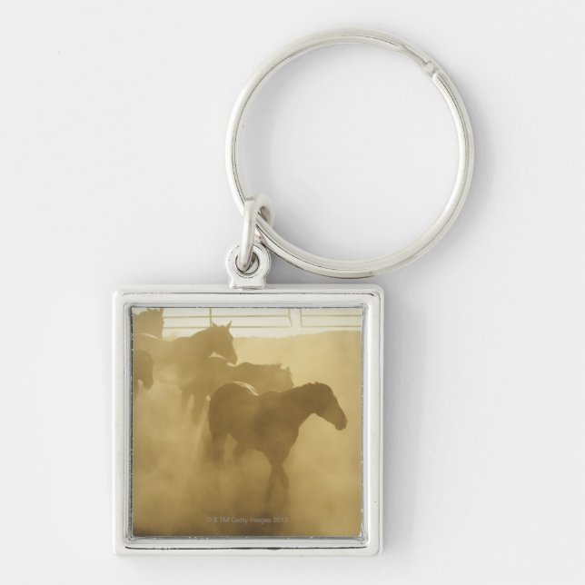 Horses in corral keychain (Front)