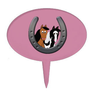 horses in horseshoe cake topper