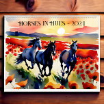Horses  in hues watercolor horse lovers gift 2024 calendar<br><div class="desc">Introducing our exquisite "Watercolor Horses 12-Page Calendar, " a stunning fusion of art and timekeeping that celebrates the grace and beauty of these majestic creatures. Each month, immerse yourself in the world of equine artistry as you journey through a year filled with captivating watercolor interpretations of horses in all their...</div>