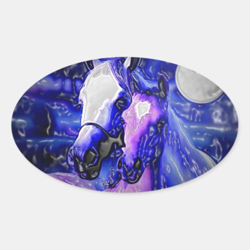 Horses in Love Oval Sticker