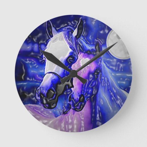 Horses in Love Round Clock