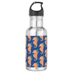 Horses in orange stainless steel water bottle