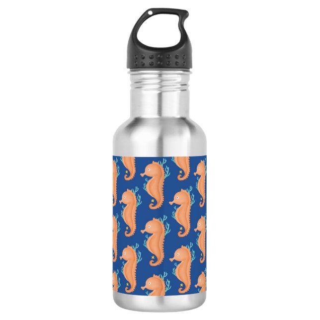 Horses in orange stainless steel water bottle (Front)