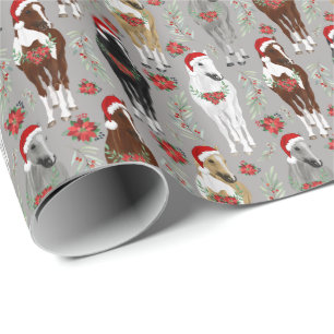 Horses in Santa Hats Christmas Gift Wrapping Paper