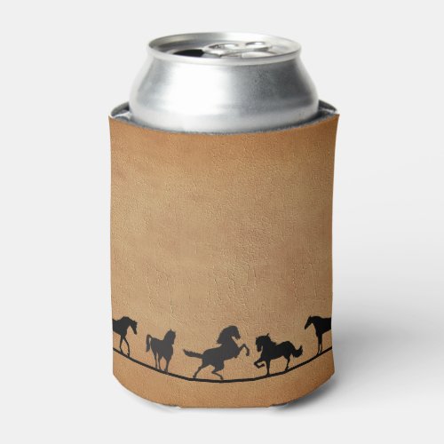 HORSES IN SILHOUETTE CAN COOLER
