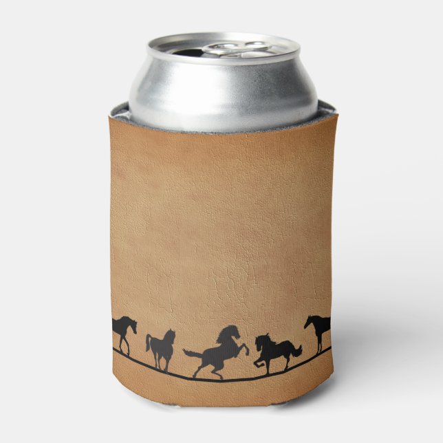 HORSES IN SILHOUETTE CAN COOLER (Can Front)