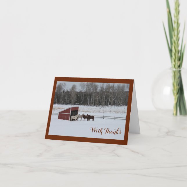 Horses in Snow Thank you card (Front)