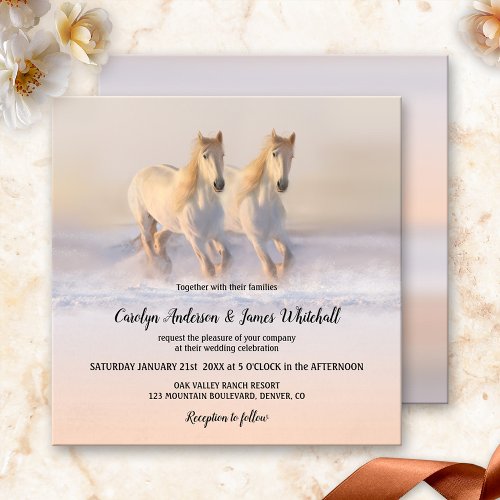 Horses in Snow Winter Wedding Invitation