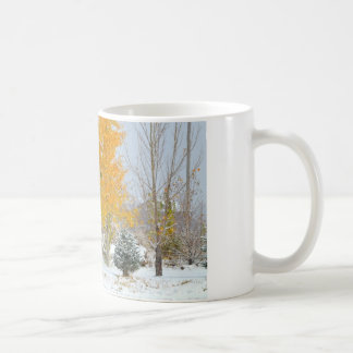 Horses in Snow with Colored Tree Coffee Mug