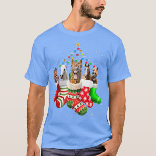 Horses In Socks Christmas Lights Pajama Funny Hors T-Shirt