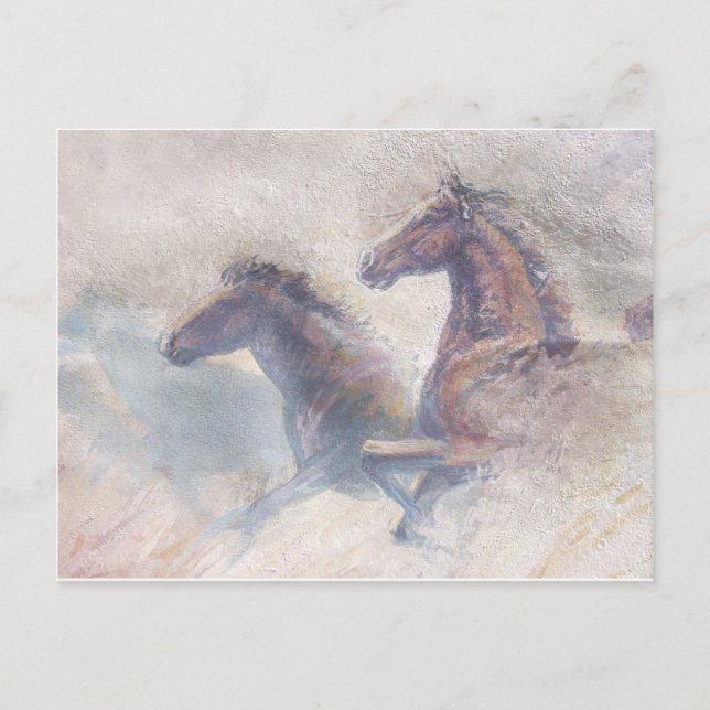 Horses In Stampede Postcard (Front)