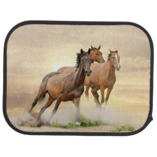 Horses In Sunset Car Floor Mat