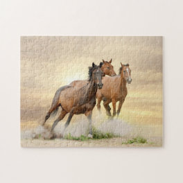Horses In Sunset Jigsaw Puzzle