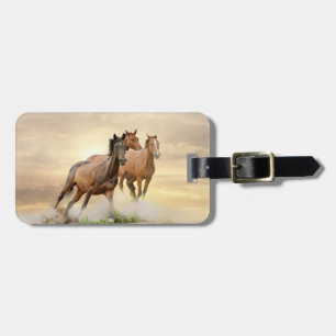 Horses In Sunset Luggage Tag