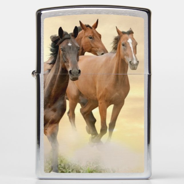 Horses In Sunset Zippo Lighter (Front)