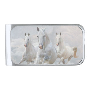 Horses in the clouds    silver finish money clip