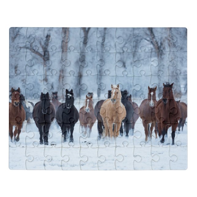 Horses in the Cold Jigsaw Puzzle (Puzzle Horizontal)