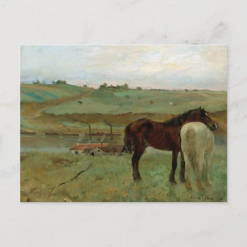 Horses in the Meadow by Edgar Degas Postcard