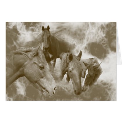 Horses in the mist horizontal card