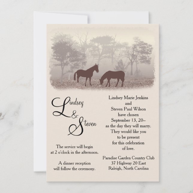 Horses In The Mist Invitation (Front)