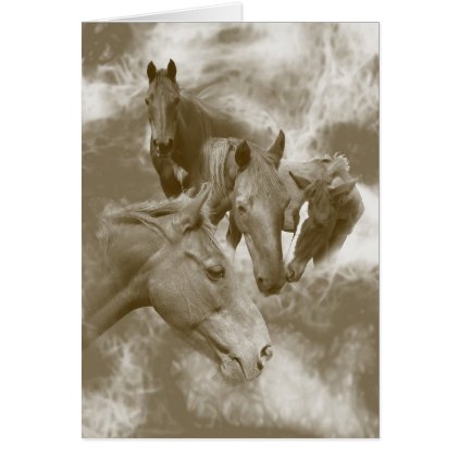 Horses in the mist vertical card