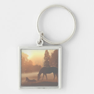 Horses in the Morning Fog Keychain
