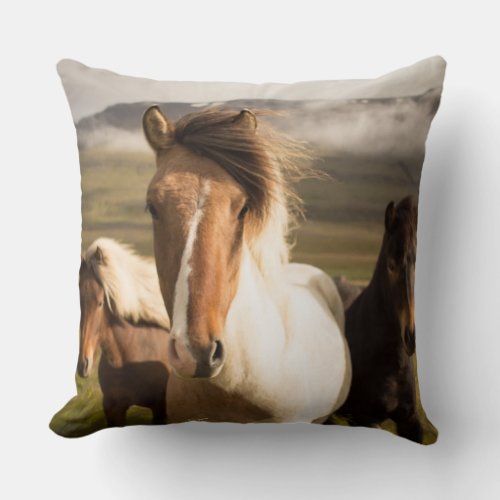 Horses in the Mountains Beautiful and Majestic Throw Pillow