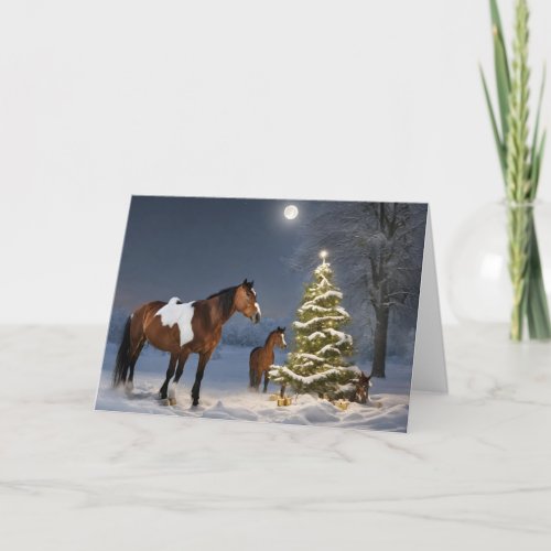 Horses in the Snow Christmas Greeting Card