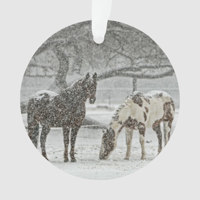 Horses in the Snow Ornament (Front)