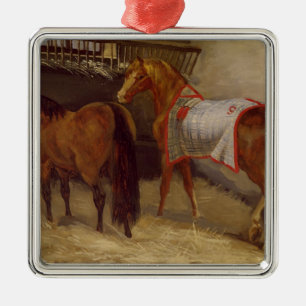 Horses in the Stables Metal Ornament