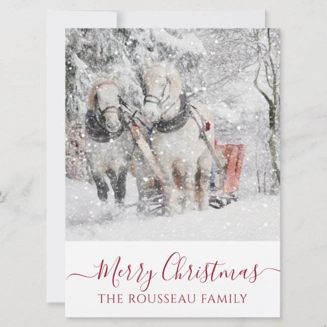 Horses In Winter Snow Holiday Christmas Invitation (Front)